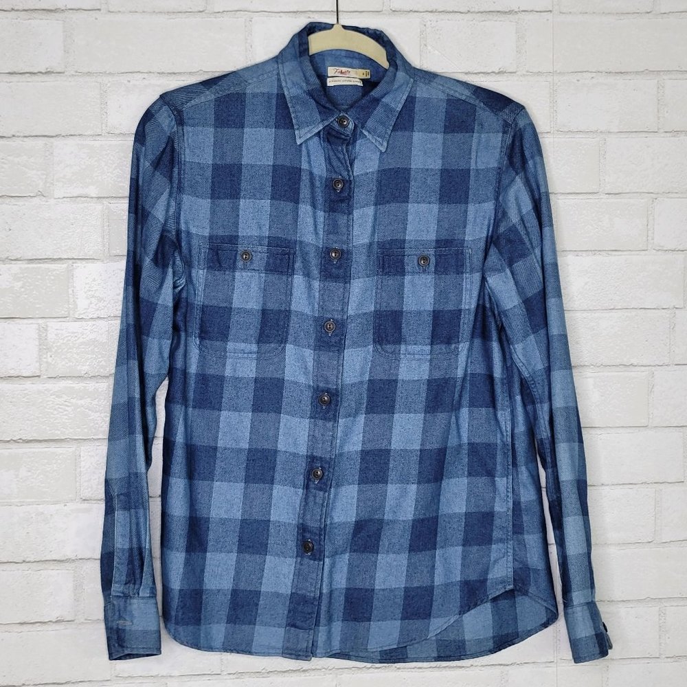 NWOT Faherty Flannel Indigo Buffalo Plaid Button Down Shirt